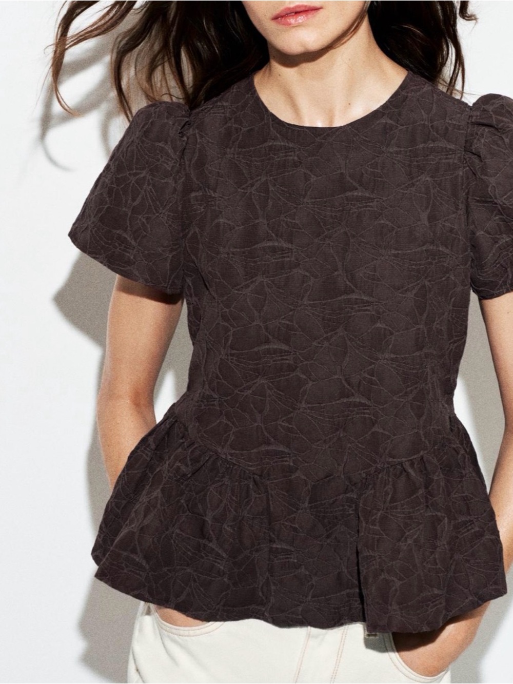 Zara brown peplum top
